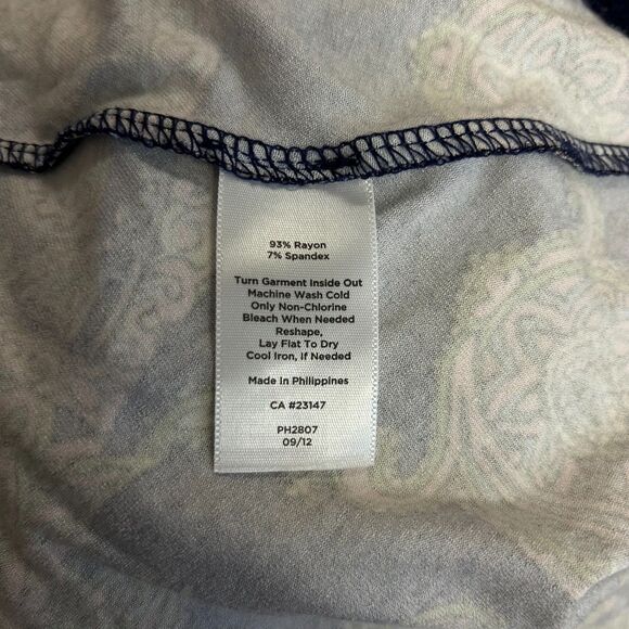 Talbots Navy Multi Paisley Surplice V-Neck SS Fit and Flare Midi Dress Size M - Picture 5 of 11